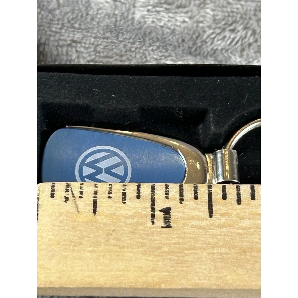Volkswagen Blue Enamel Chrome Logo Keychain Jim Ellis VW Dealership New in Box